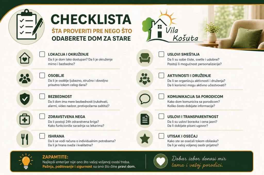 Checklista za biranje doma za stare